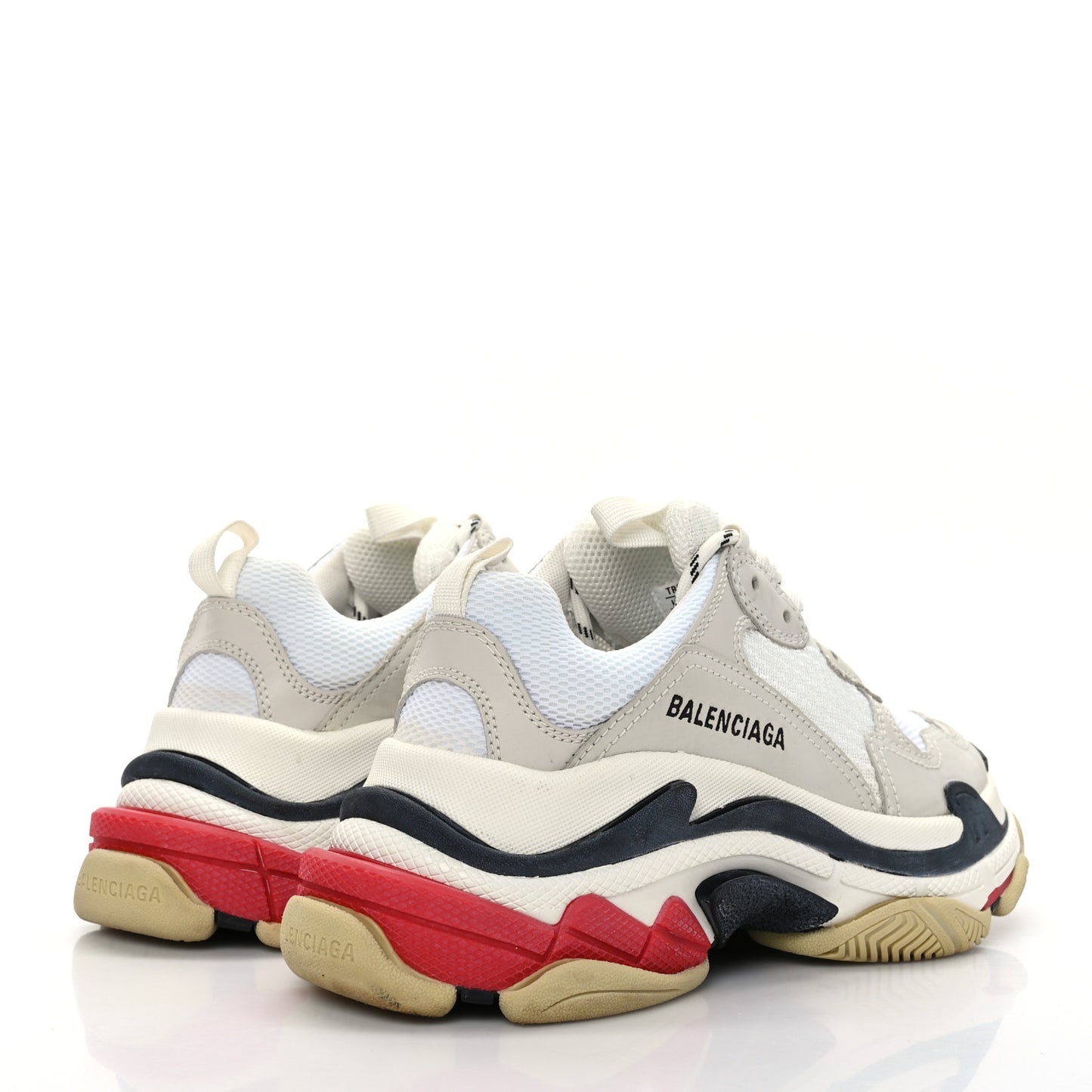 Fabric Mesh Womens Triple S Sneakers 38 Grey Red White