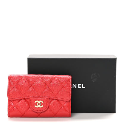 Chanel Caviar Quilted Flap Card Holder Wallet Red 9 of 9