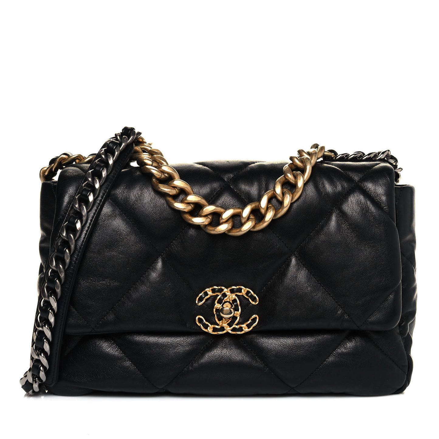 Goatskin Quilted Large Chanel 19 Flap Black