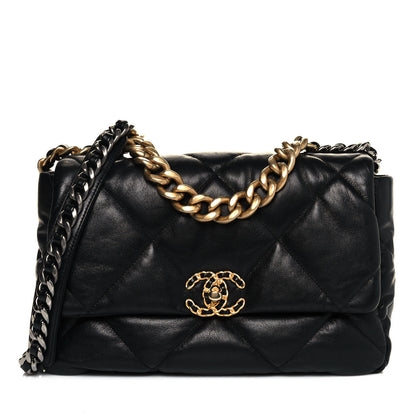 Chanel Goatskin Quilted Large Chanel 19 Flap Black 1 of 14