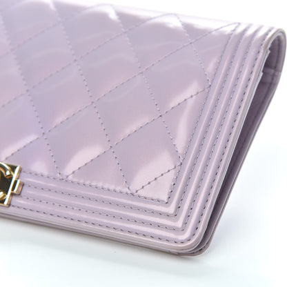 Chanel Metallic Patent Calfskin Quilted Boy Yen Wallet Purple 10 of 12