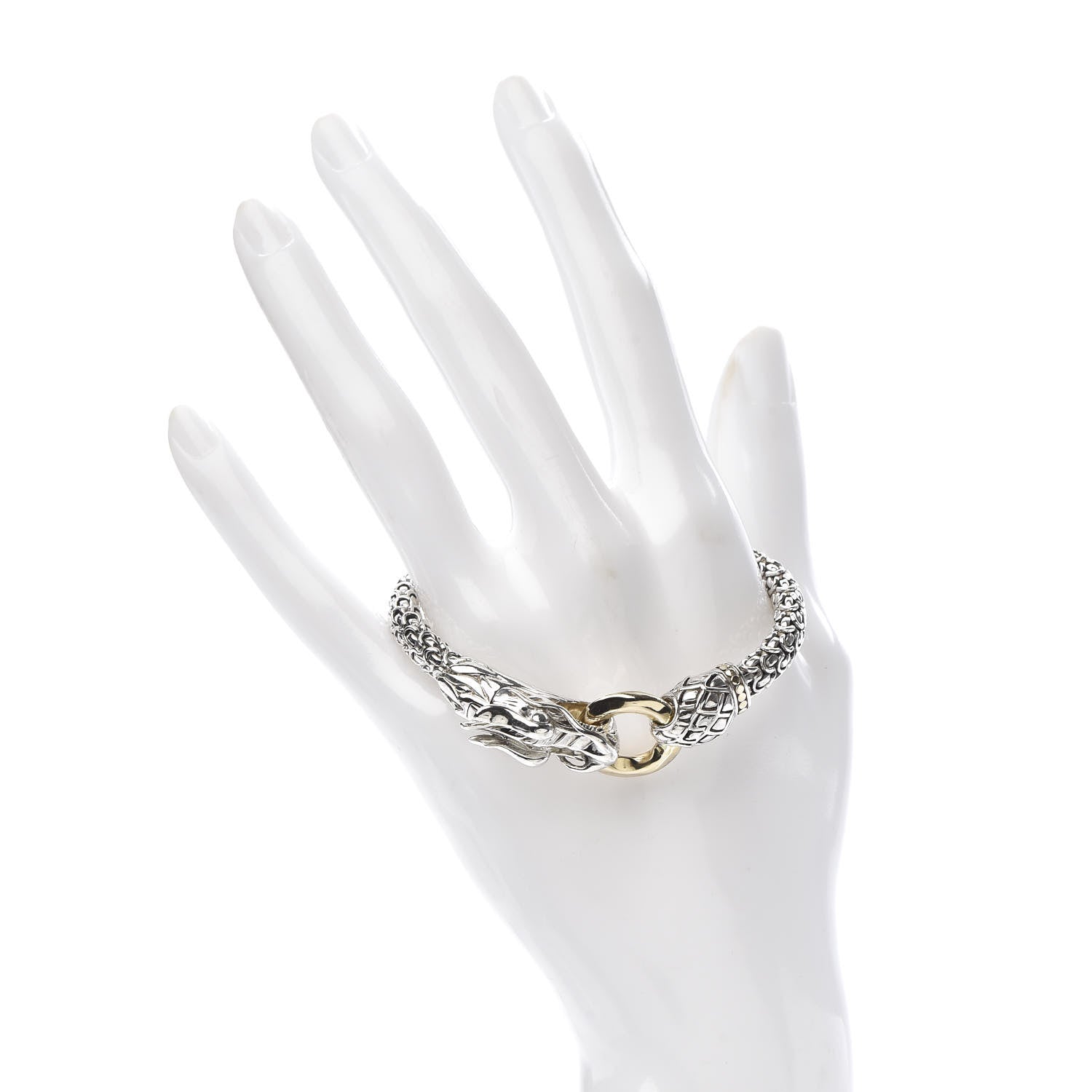 John Hardy Sterling Silver 18K Yellow Gold 6mm Naga Dragon Bracelet 2 of 4