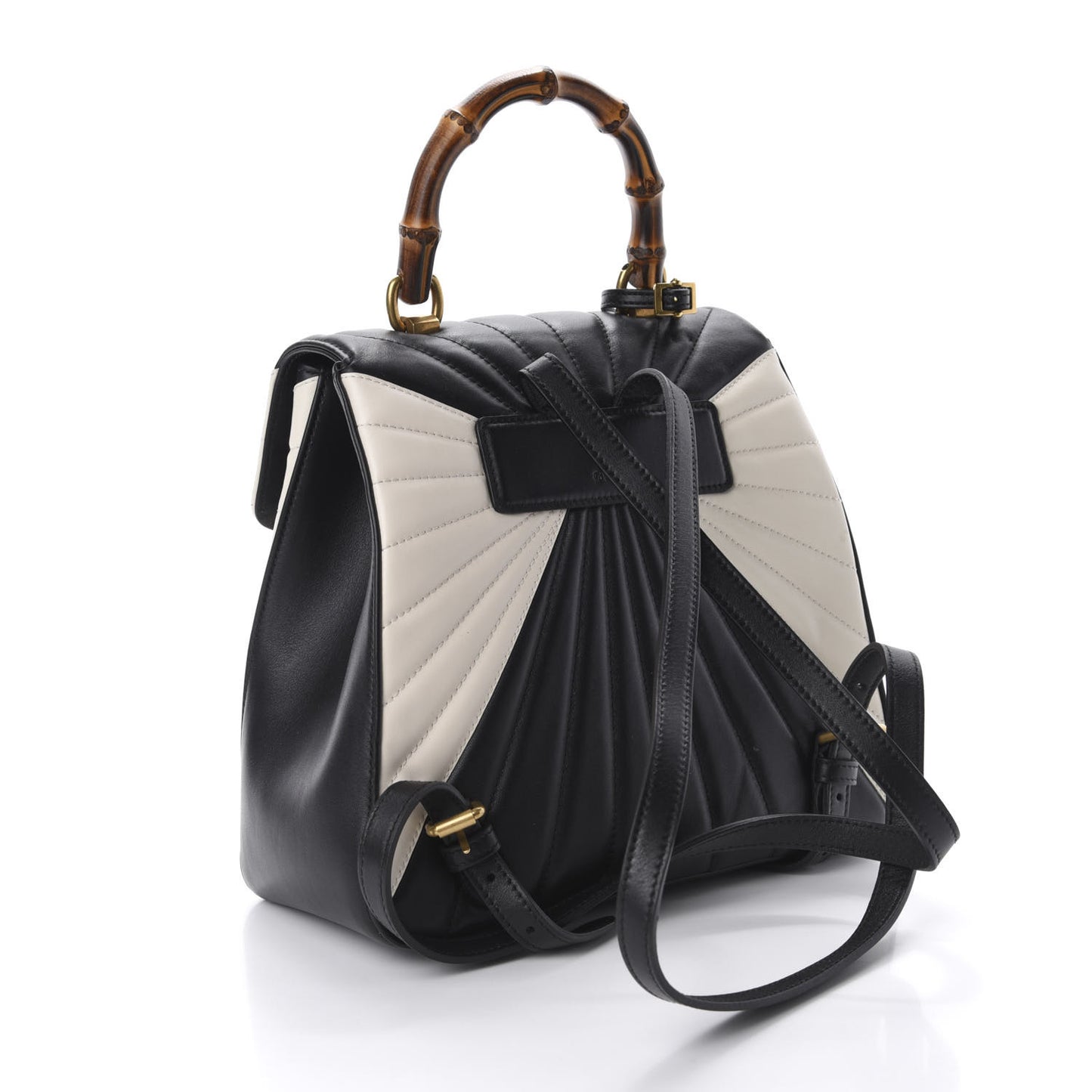 Calfskin Bamboo Trapuntata Queen Margaret Backpack Mystic White Black