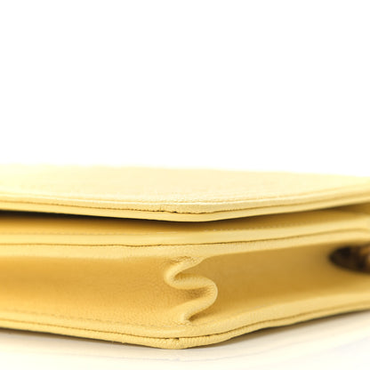Chanel Caviar Chevron Quilted Boy Wallet On Chain WOC Yellow 10 of 11