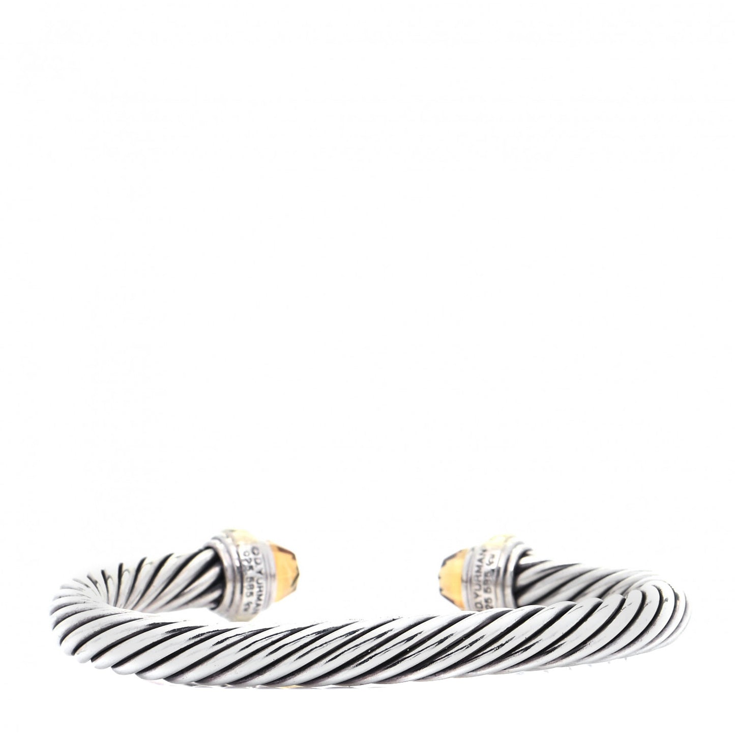 Sterling Silver 14K Yellow Gold Citrine 7mm Cable Classics Bracelet