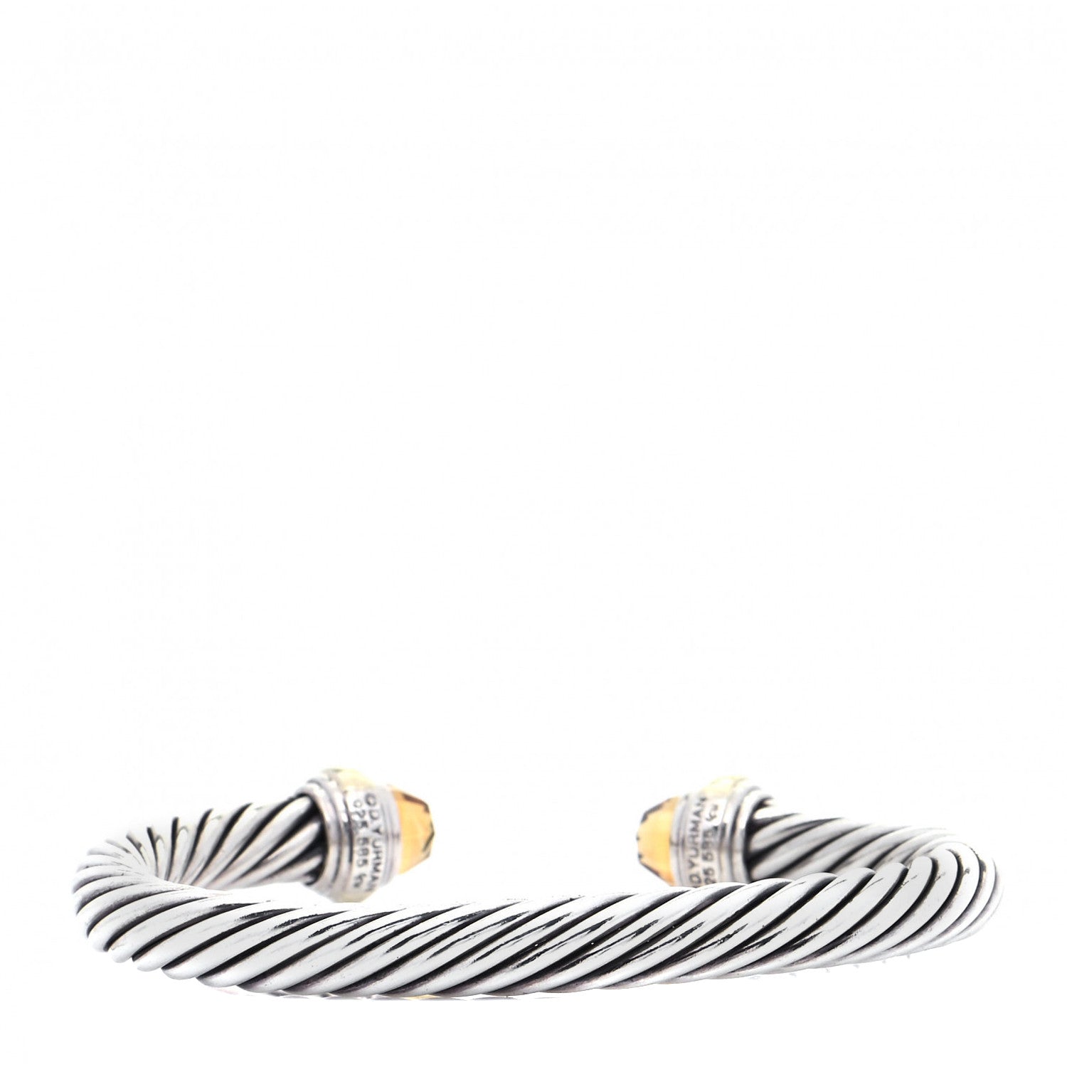 David Yurman Sterling Silver 14K Yellow Gold Citrine 7mm Cable Classics Bracelet 3 of 4