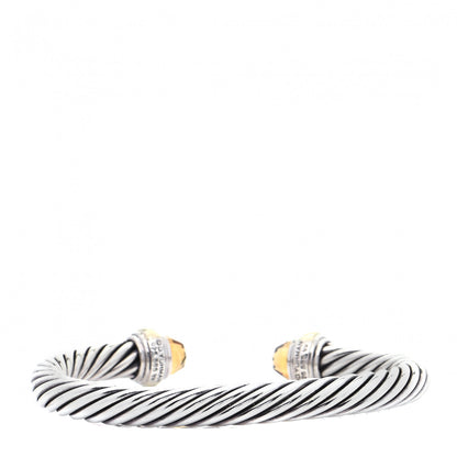 David Yurman Sterling Silver 14K Yellow Gold Citrine 7mm Cable Classics Bracelet 3 of 4