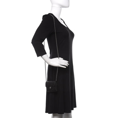 Chanel Caviar Quilted Flap Card Holder On Chain Black 2 of 12