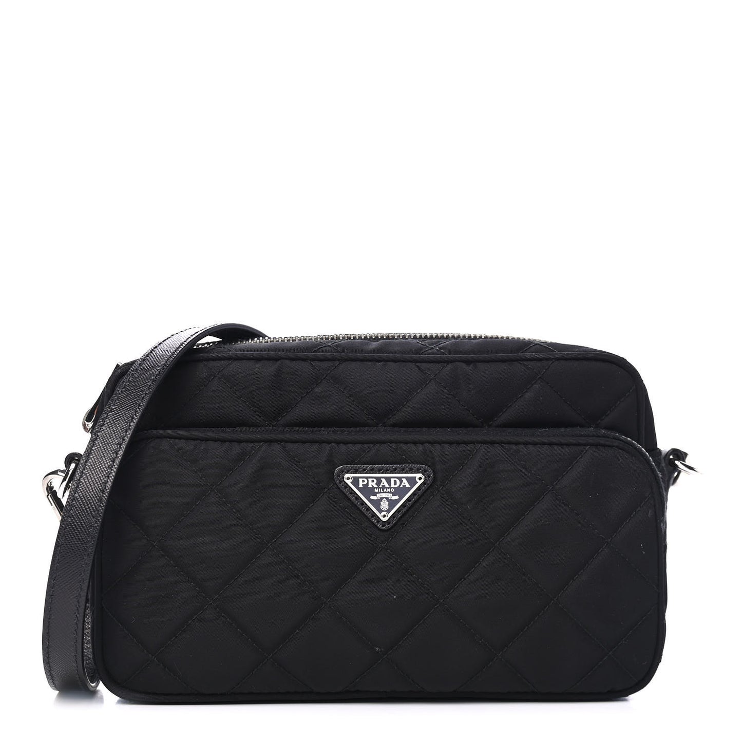 Nylon Tessuto Impuntu Quilted Crossbody Bag Black