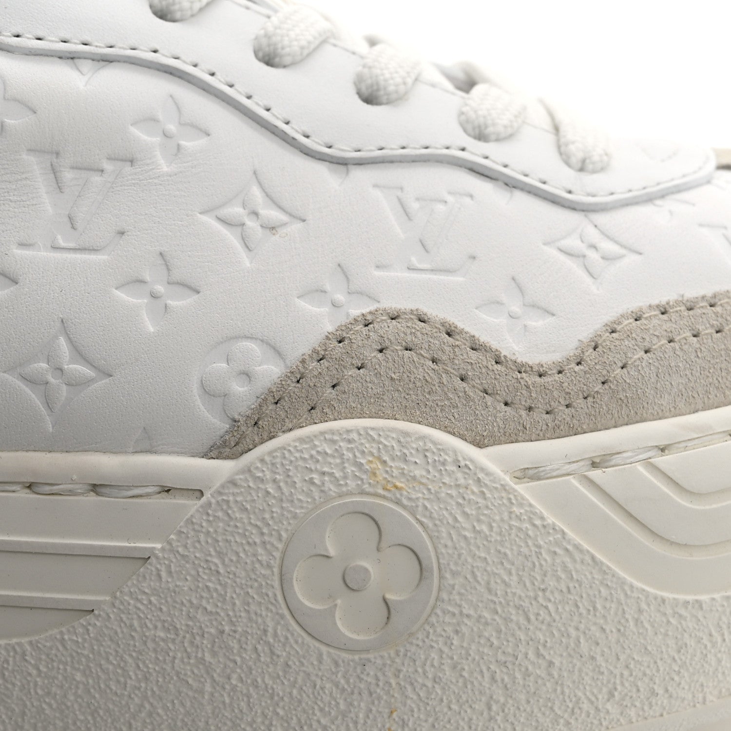 Louis Vuitton Calfskin Embossed LV Groovy Platform Sneakers 38 White 10 of 12