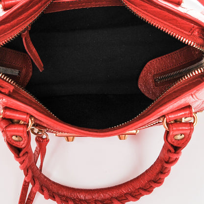 Balenciaga Agneau Gold Metallic Edge Hardware Mini City Rouge Rubis 5 of 7