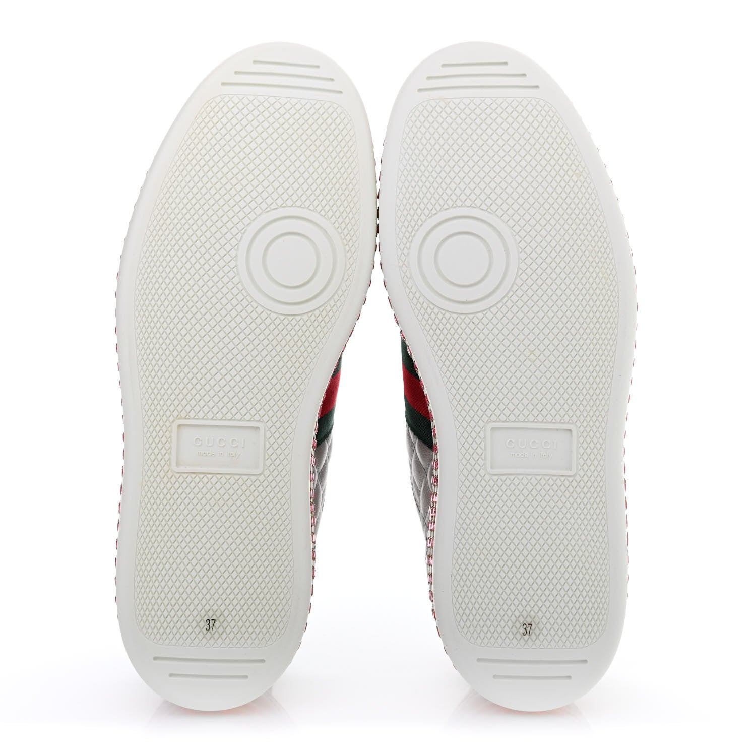 Gucci Laminated Nappa Crystal Web Bee Embroidered Trapuntata Womens Ace Platform Sneakers 37 Argento 4 of 4