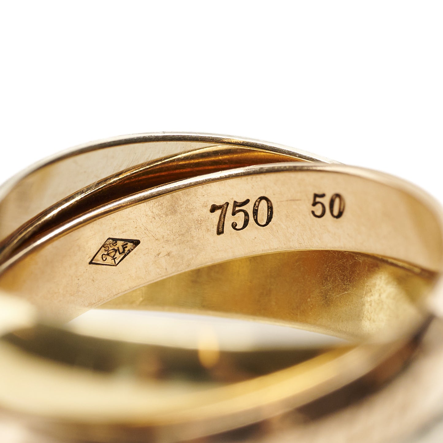 18K Pink Yellow White Gold Classic Les Must De Cartier Trinity Ring 50 5.25