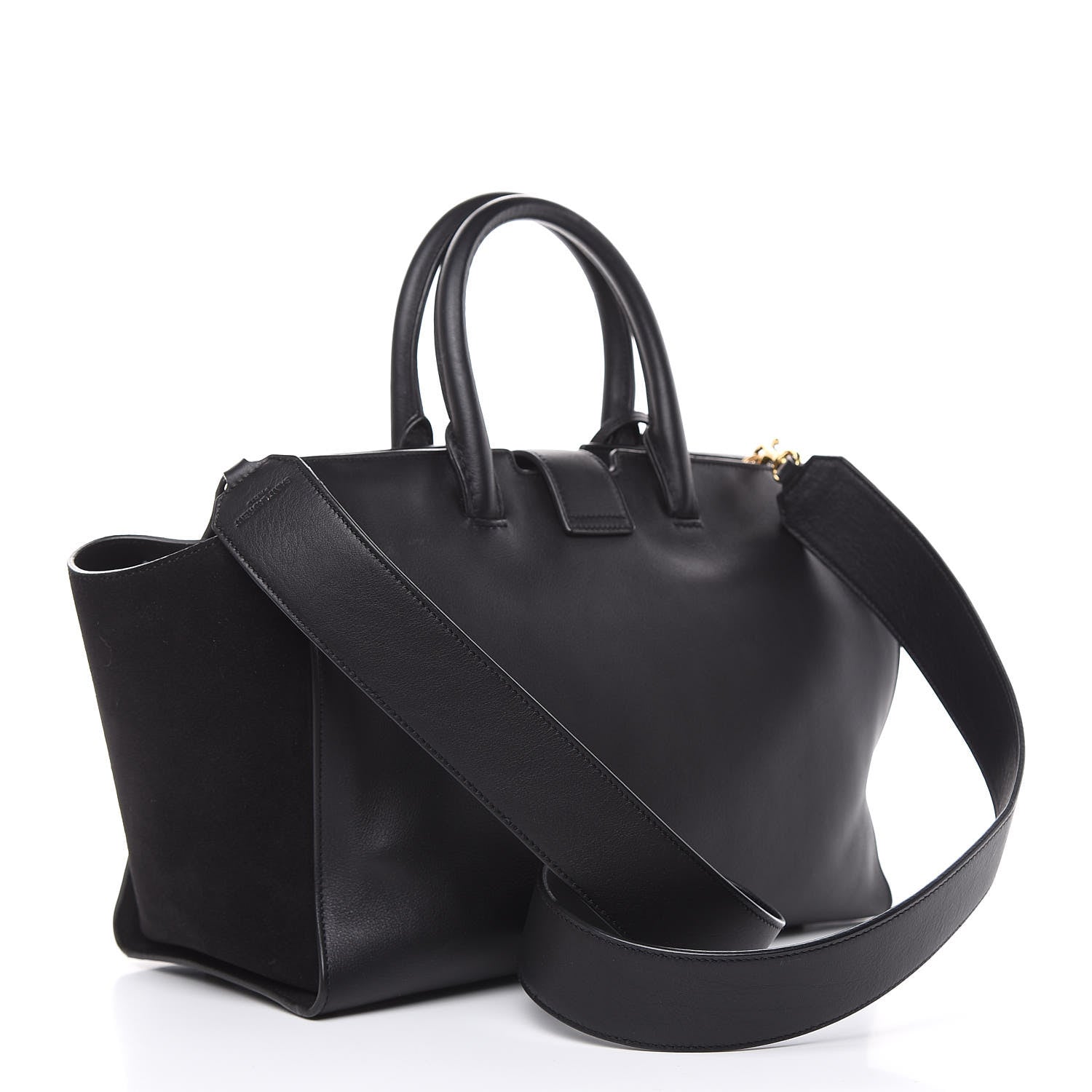 Saint Laurent Calfskin Suede Small Monogram Downtown Cabas Black 3 of 15