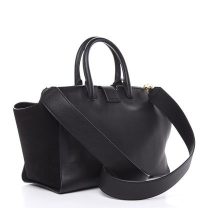 Saint Laurent Calfskin Suede Small Monogram Downtown Cabas Black 3 of 15