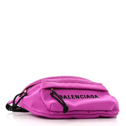 Balenciaga Sport Nylon Logo Embroidered Small Wheel Beltpack Fuchsia Black 4 of 9