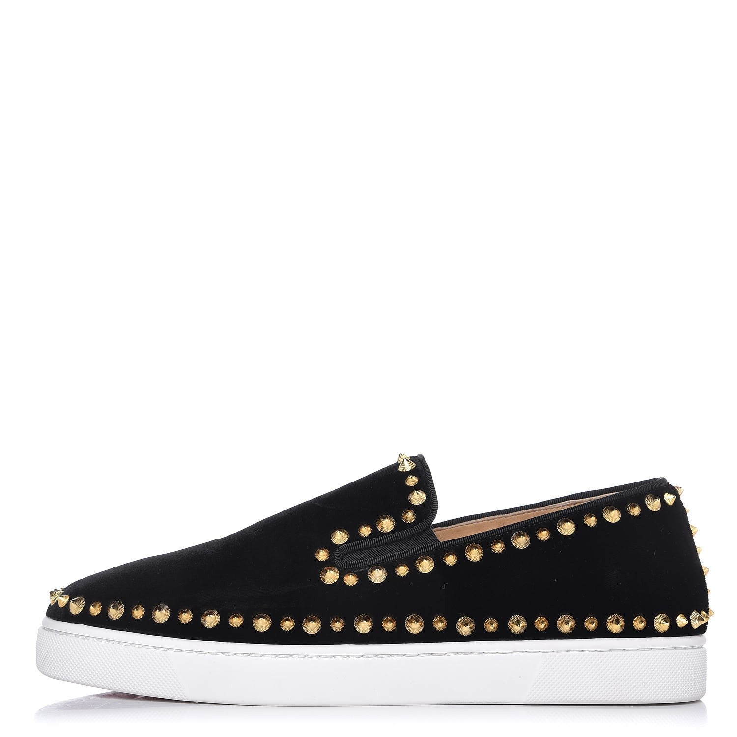 Christian Louboutin Mens Velvet Spikes Pik Boat Sneakers 41 Black 1 of 8