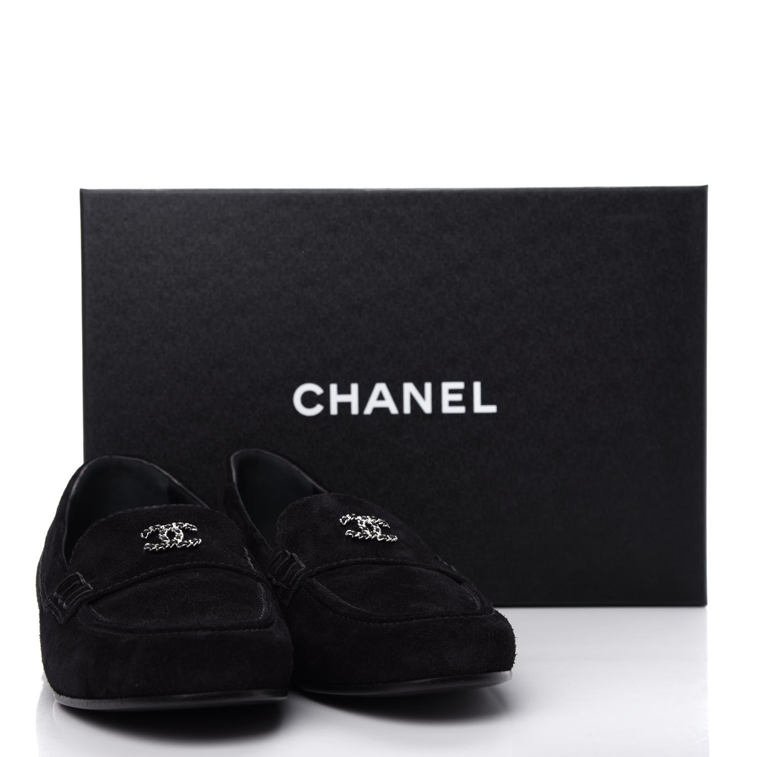 Chanel Suede Lambskin CC Chain Mocassin Loafers 40 Black 11 of 11
