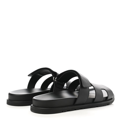 Hermes Calfskin Mens Chypre Sandals 43.5 Black 4 of 13