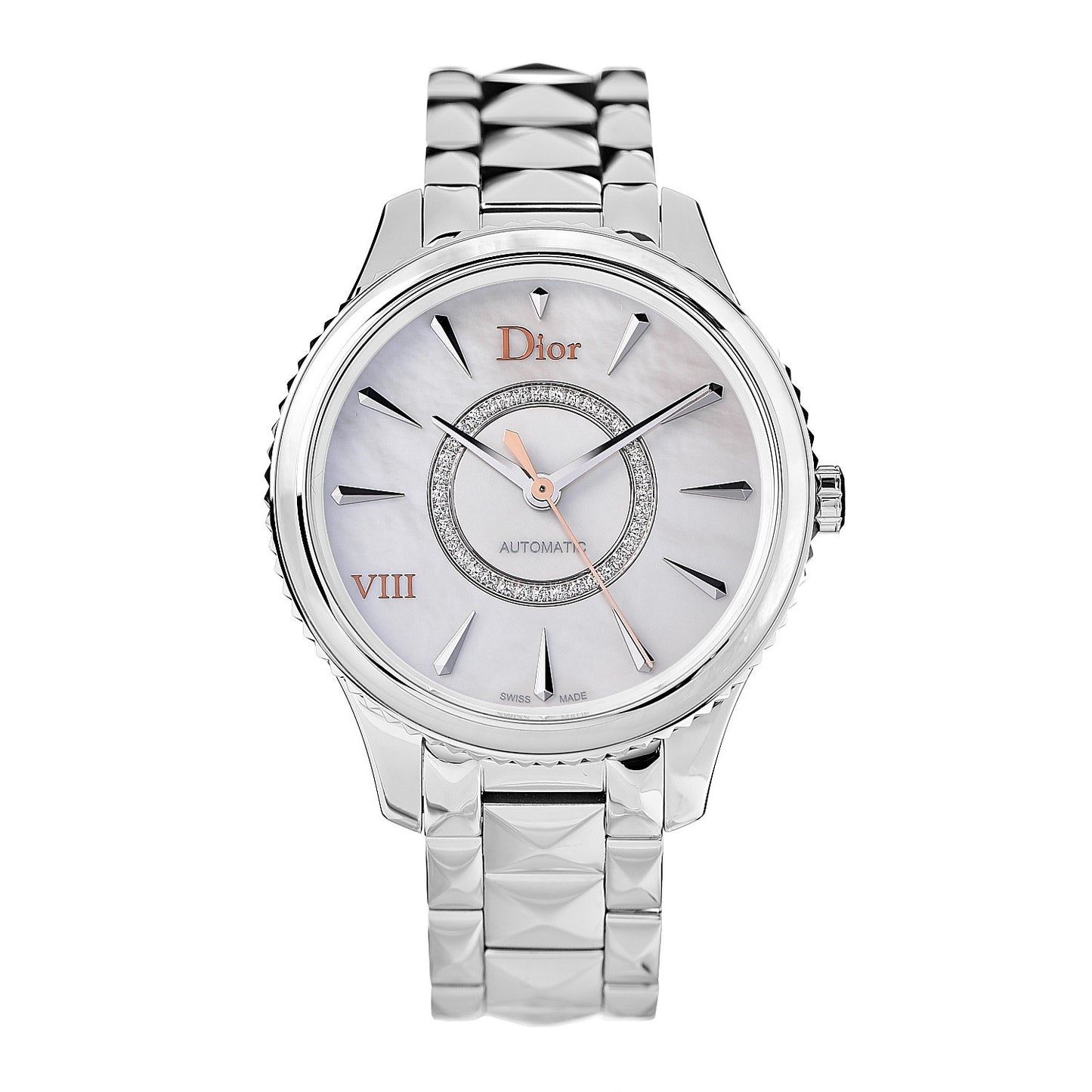Stainless Steel Diamond Mother of Pearl 36mm Dior VIII Montaigne Automatic Watch