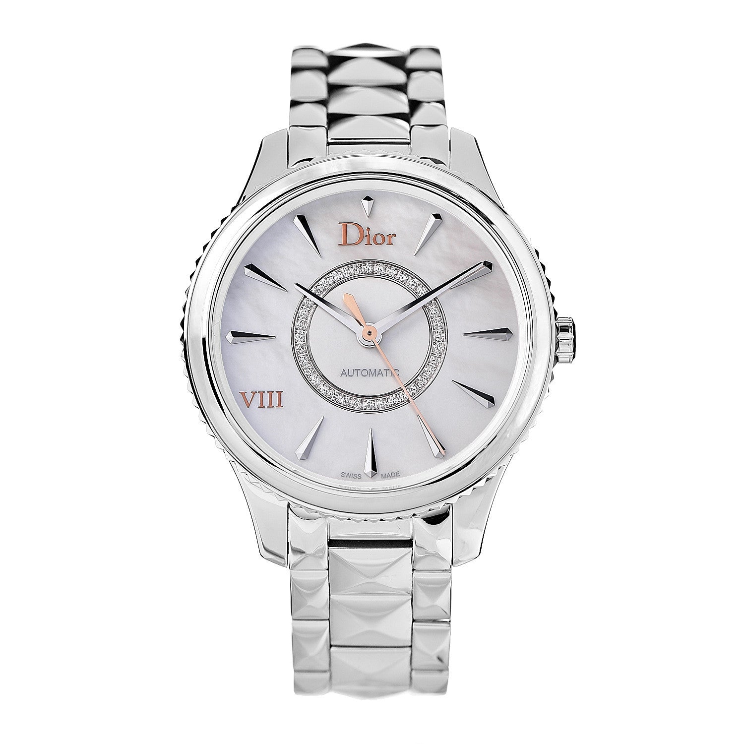 Christian Dior Stainless Steel Diamond Mother of Pearl 36mm Dior VIII Montaigne Automatic Watch 1 of 7
