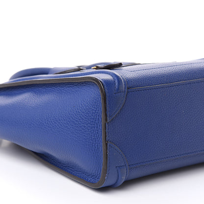 Celine Drummed Calfskin Nano Luggage Indigo 8 of 15