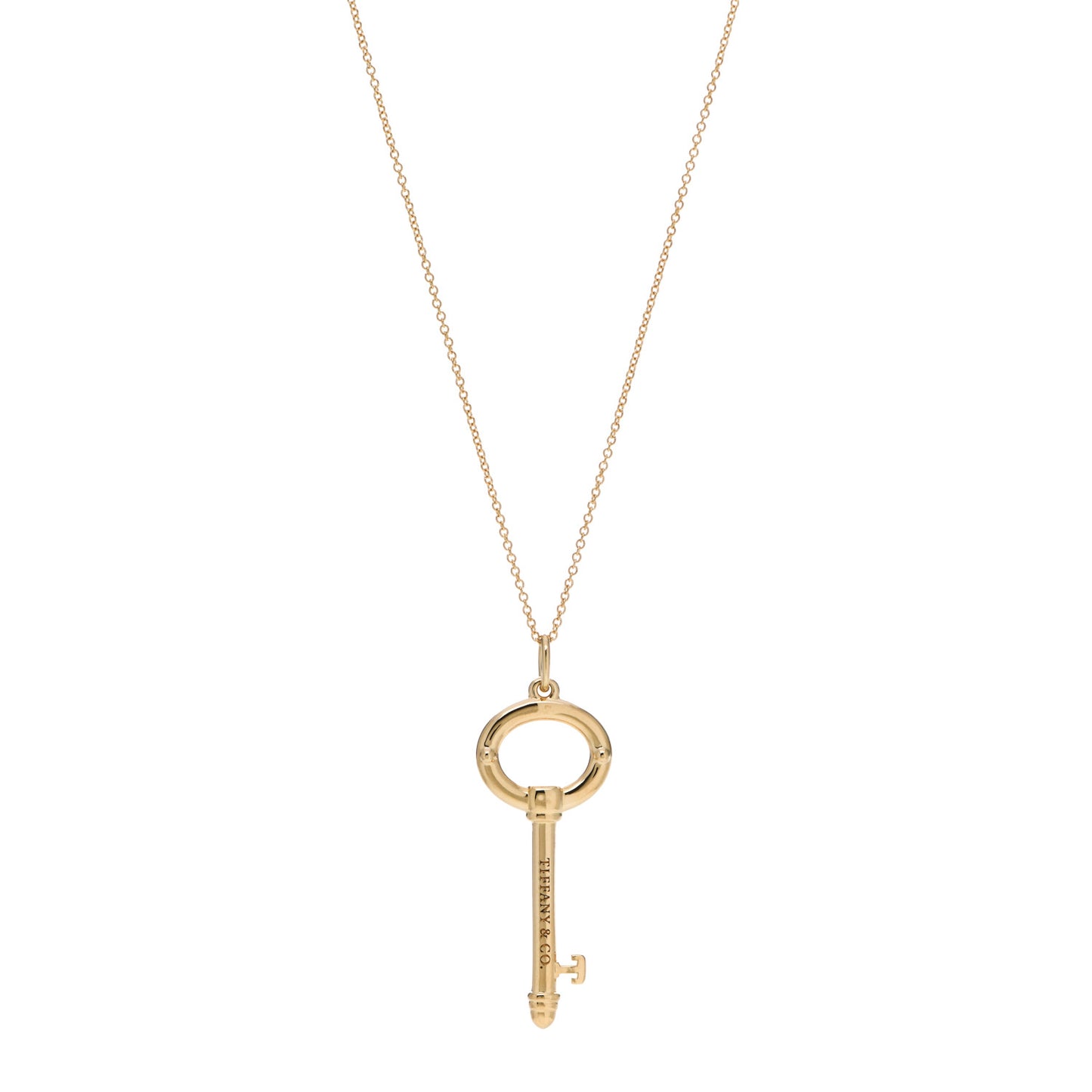 18K Yellow Gold Small Oval Key Pendant Necklace