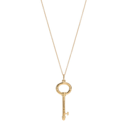 Tiffany 18K Yellow Gold Small Oval Key Pendant Necklace 1 of 6