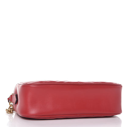 Gucci Calfskin Matelasse Small GG Marmont Chain Shoulder Bag Hibiscus Red 4 of 7