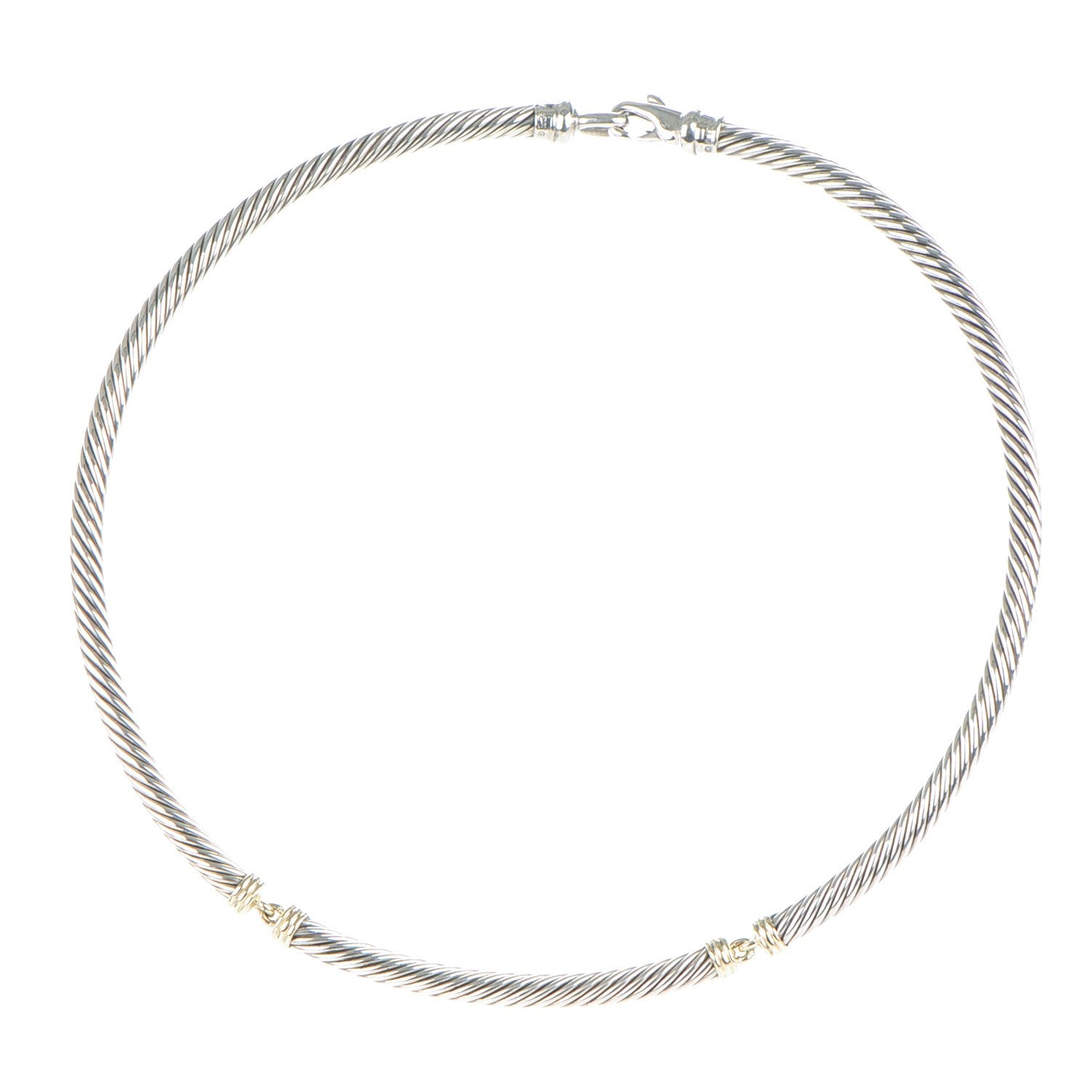 David Yurman Sterling Silver 14K Yellow Gold 5mm Metro Necklace 1 of 5