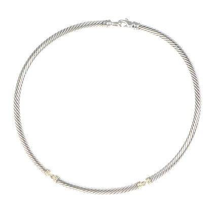 David Yurman Sterling Silver 14K Yellow Gold 5mm Metro Necklace 1 of 5