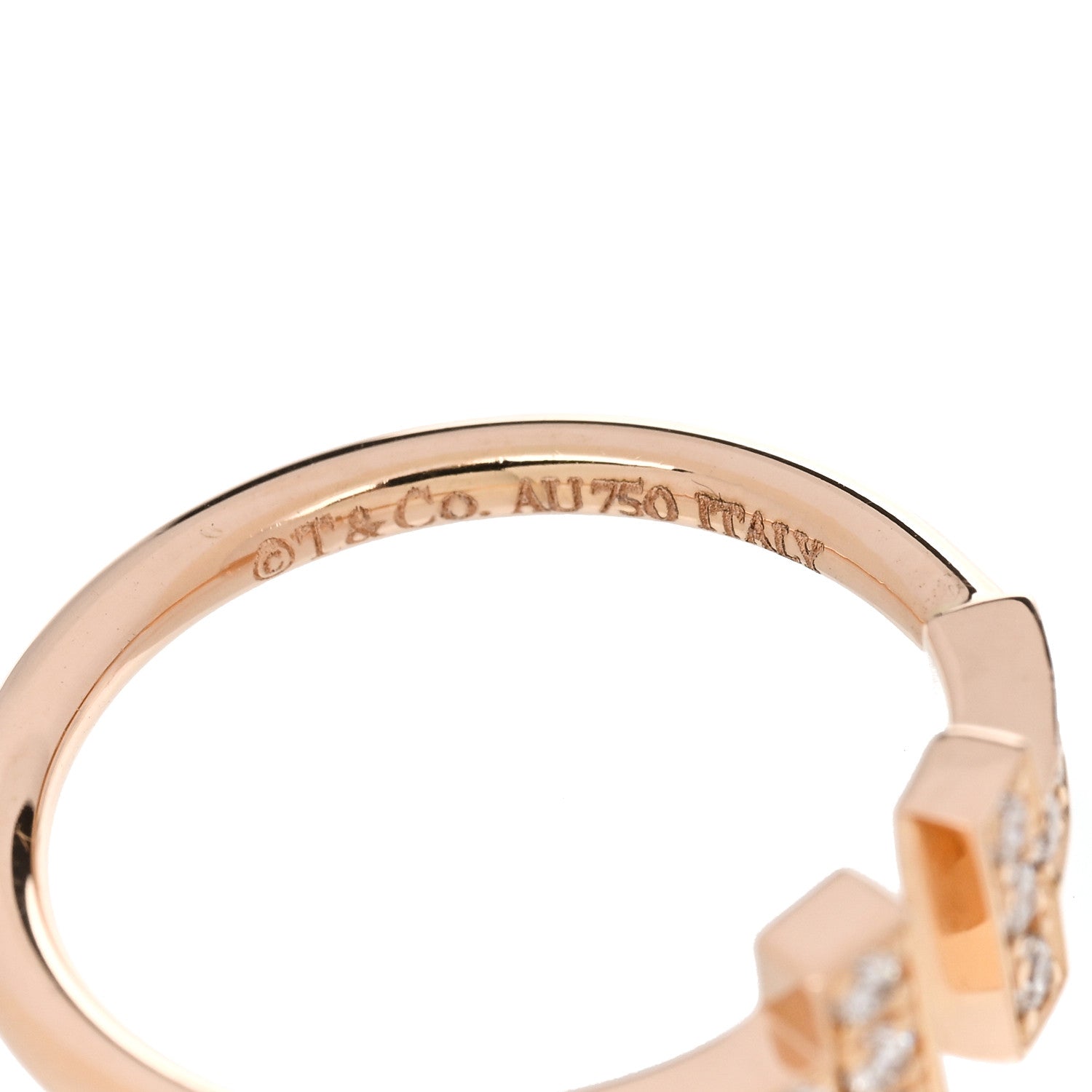Tiffany 18K Rose Gold Diamond T Wire Ring 48 4.5 4 of 4