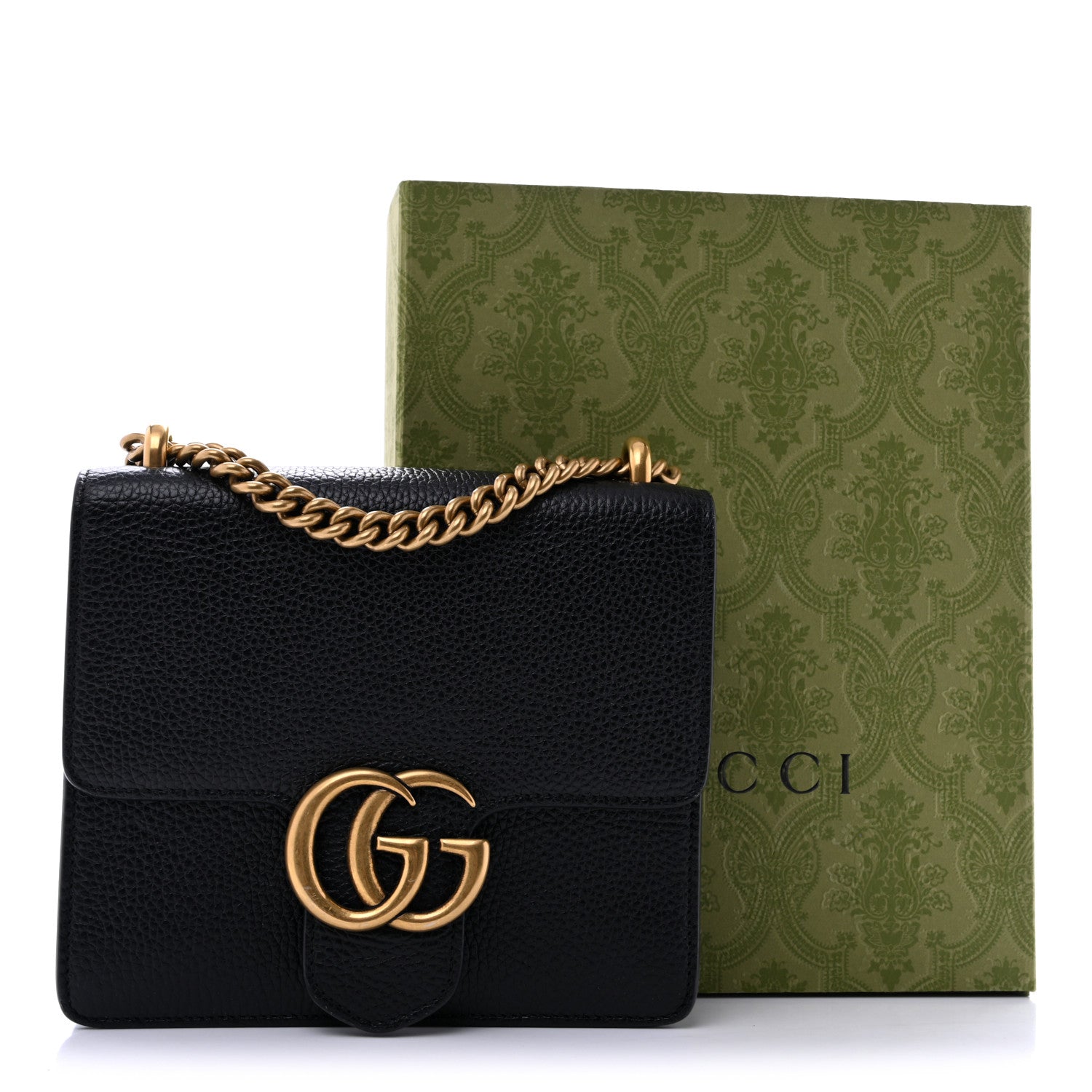 Gucci Calfskin Small GG Marmont Chain Handle Bag Black 13 of 13