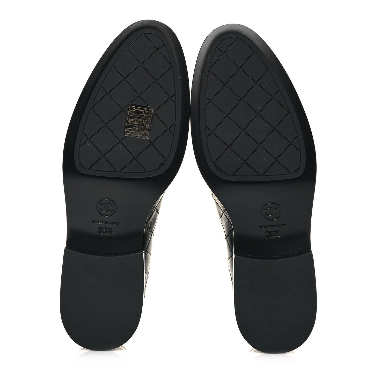 Calfskin Stitched CC Loafers 36.5 Black