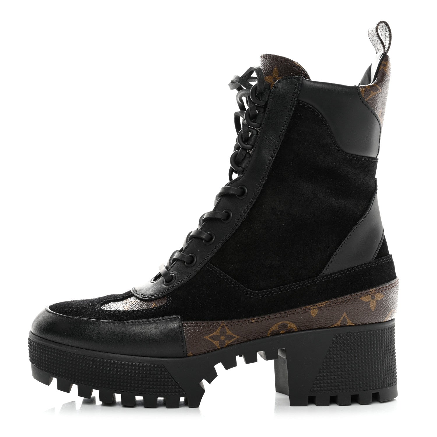 Louis Vuitton Suede Calfskin Monogram Laureate Platform Desert Boots 38 Black 1 of 9