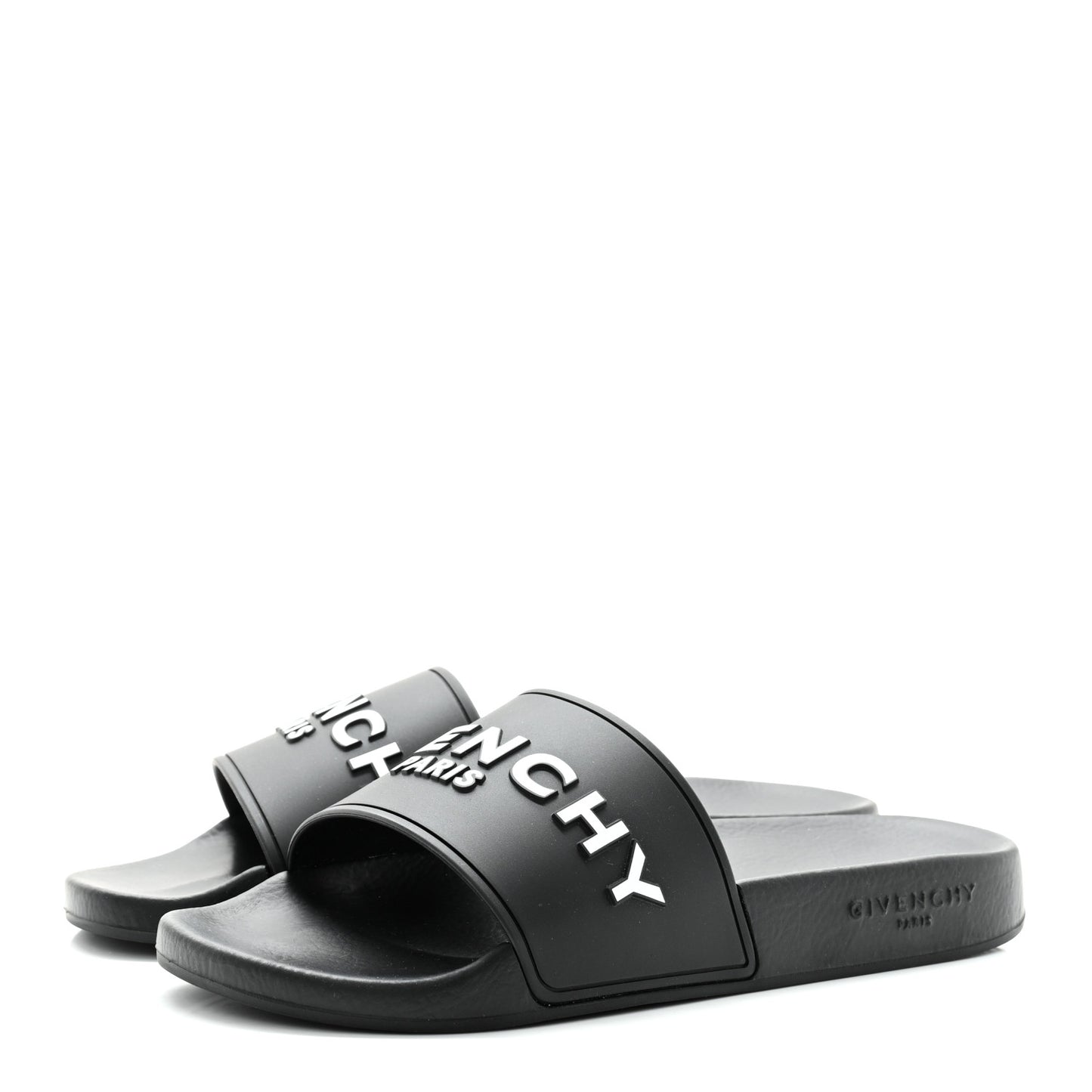 Rubber Logo Pool Slide Sandals 37 Black
