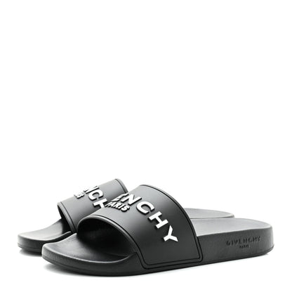 Givenchy Rubber Logo Pool Slide Sandals 37 Black 3 of 9