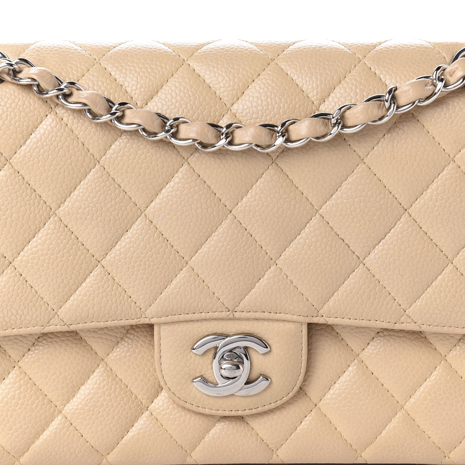 Chanel Caviar Quilted Medium Double Flap Beige Clair 17 of 17