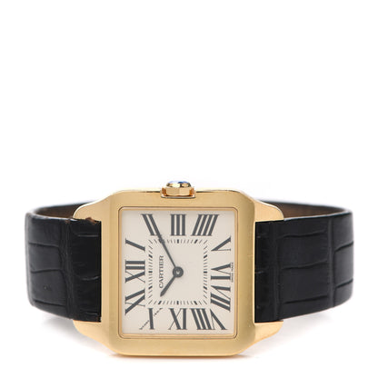 Cartier 18K Yellow Gold Alligator 35mm Santos Dumont Manual Winding Watch 2 of 4