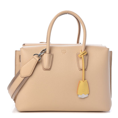 MCM Grained Calfskin Medium Milla Tote Latte Beige 1 of 9