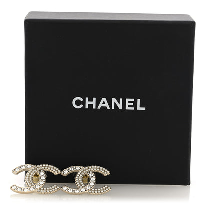 Chanel Pearl Crystal CC Earrings Gold 4 of 4