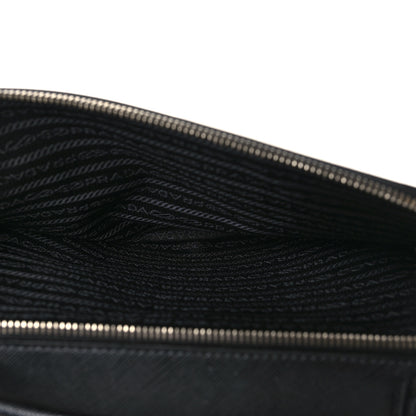 Prada Saffiano Travel Medium Brique Crossbody Bag Black 6 of 9