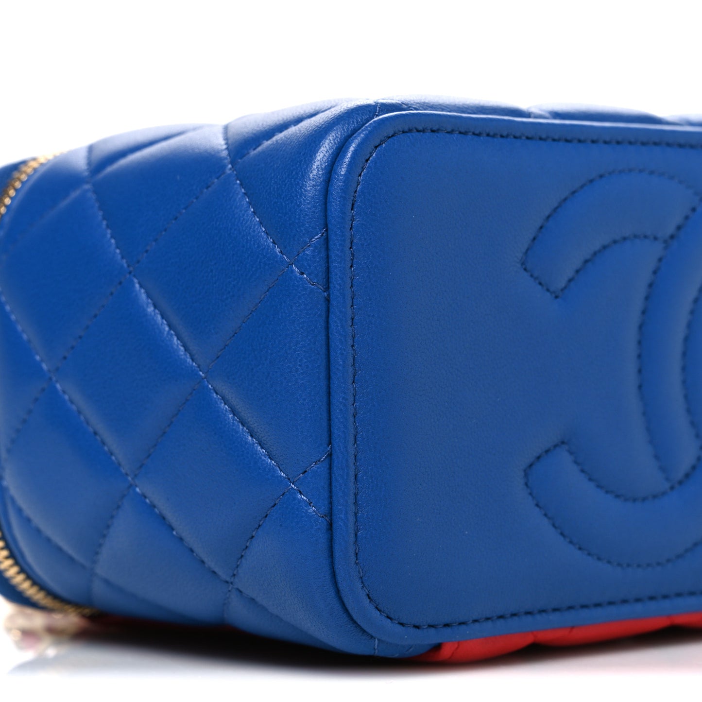 Lambskin Quilted Superman Top Handle Vanity Blue Red Yellow