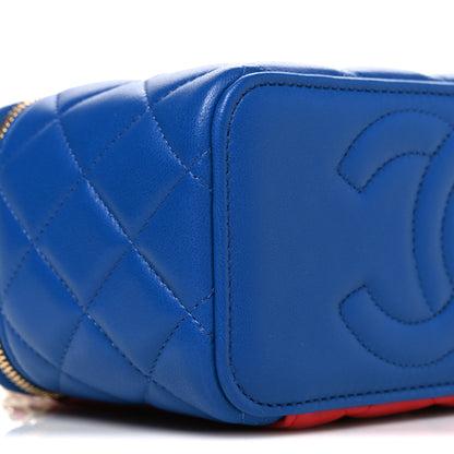 Chanel Lambskin Quilted Superman Top Handle Vanity Blue Red Yellow 9 of 11