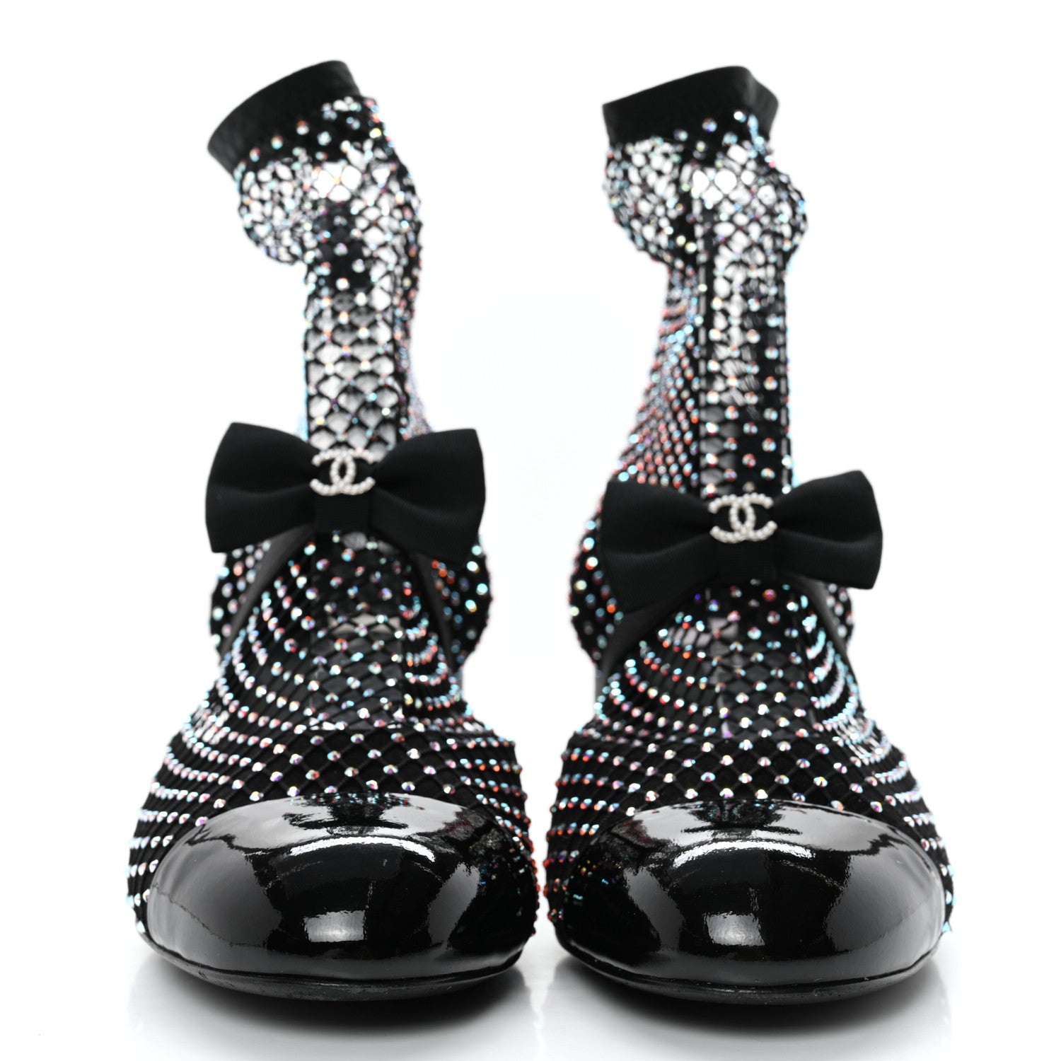 Chanel Resille Strass Kid Suede Patent Mary Jane Short Boots 38 Black 2 of 10