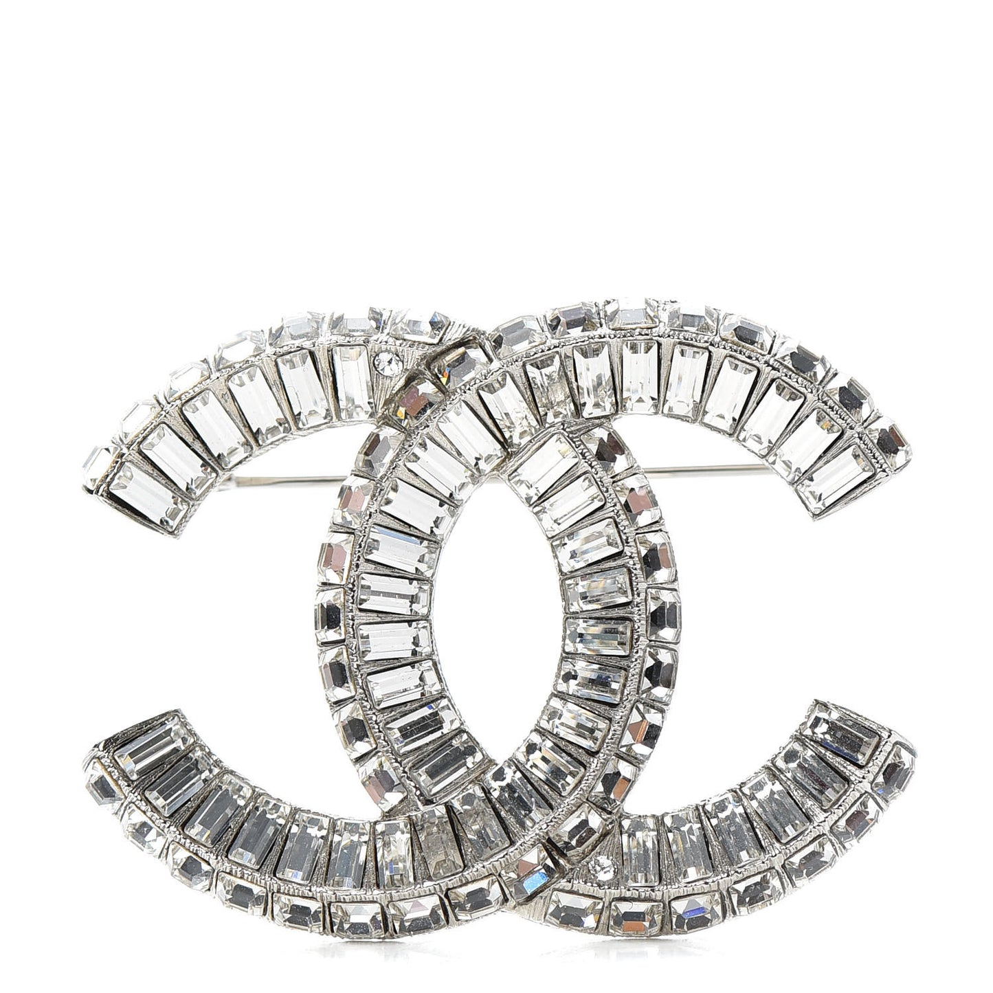 Baguette Crystal CC Brooch Silver