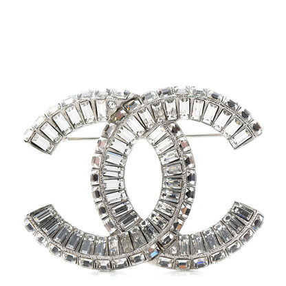 Chanel Baguette Crystal CC Brooch Silver 1 of 4