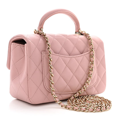 Chanel Lambskin Quilted Mini Top Handle Rectangular Flap Light Pink 4 of 11