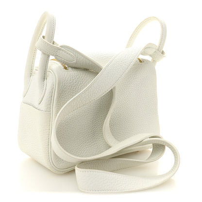 Hermes Taurillon Clemence Mini Lindy 20 New White 3 of 10