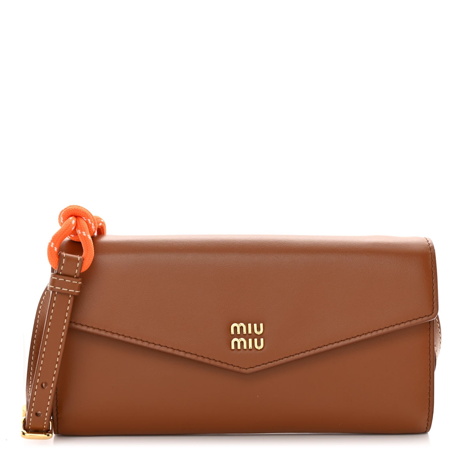 Miu Miu Nappa Wallet On Strap Cognac Orange 1 of 9